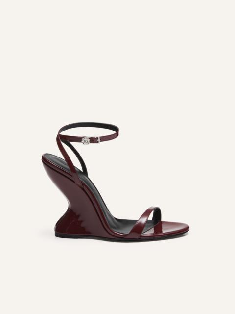 MAGDA BUTRYM Inverted wedge strappy sandals in burgundy patent leather