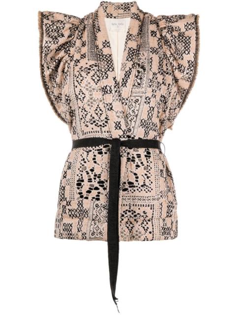 forte_forte abstract pattern short-sleeved jacket