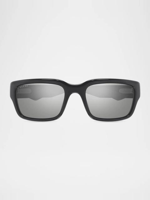 GUCCI Lettering Clubbing In The City 58MM Rectangular Sunglasses