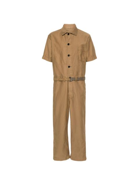 sacai classic-collar belted jumpsuit