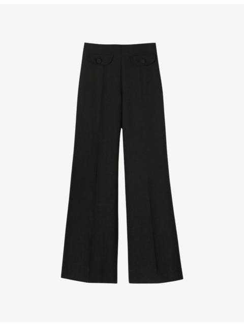 Sandro Pocketed Wide-Leg Wool-Blend Trousers