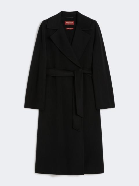 Max Mara Studio CLES Wool, cashmere and silk long wrap coat - BLACK