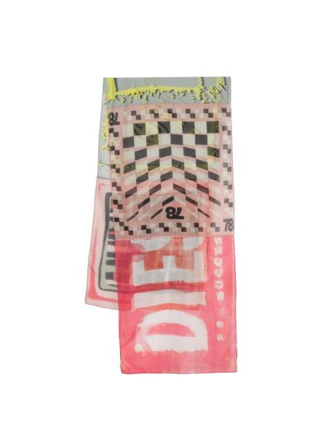 Diesel semi-sheer abstract-print logo scarf