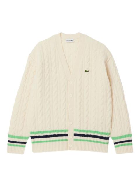 LACOSTE cable-knit stripe-detail cardigan