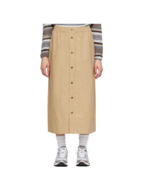 A.P.C. Beige Organic Cotton Midi Skirt