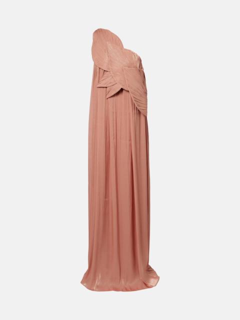 COSTARELLOS Amabel one-shoulder pleated gown