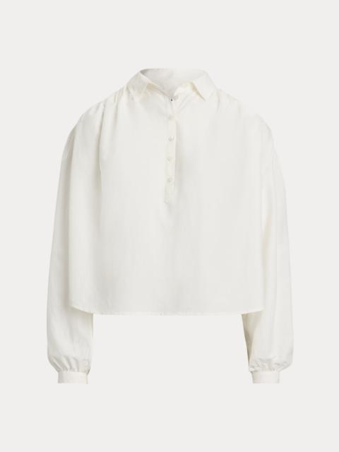 Polo Ralph Lauren Pleated Cotton-Silk Blouse