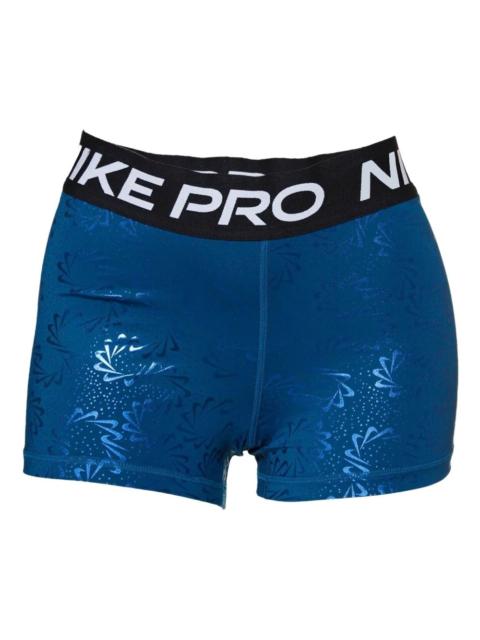 Nike Pro Dri-fit Mid Rise 3 Inch Printed Shorts "Valerian Blue/Black" shorts