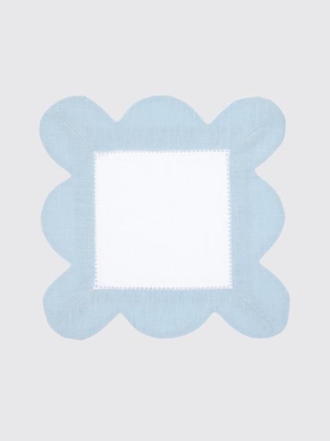 EMILIA WICKSTEAD Set of 4 Rapallo Ajour Cocktail Napkins in White & Igloo Linen