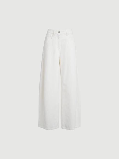 Brunello Cucinelli Dyed denim wide trousers with monili