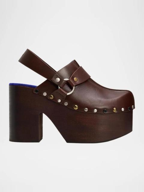 Chloé 115mm Talis Studded Leather Platform Clogs