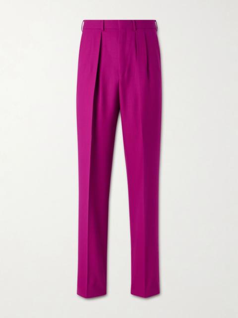 TOM FORD Wide-Leg Wool-Twill Pleated Suit Trousers Pink