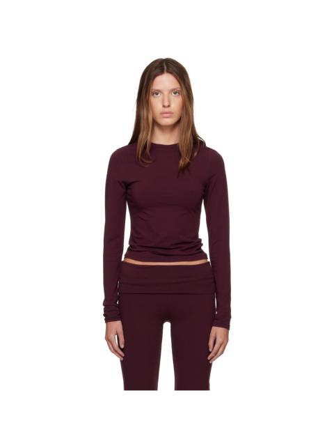 SKIMS Burgundy Cotton Jersey Long Sleeve T-shirt