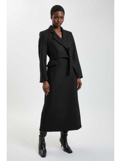 KAREN MILLEN Wool Investment Notch Neck Tailored Maxi Coat