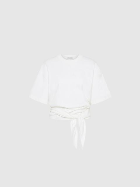 ST. AGNI Cotton Jersey Split Back Tee - Off White