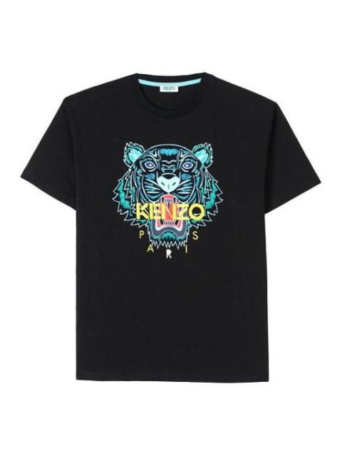 KENZO KENZO Offset Printing Tiger Head Pattern Short Sleeve Black T-Shirt FA52TS9594YA-99