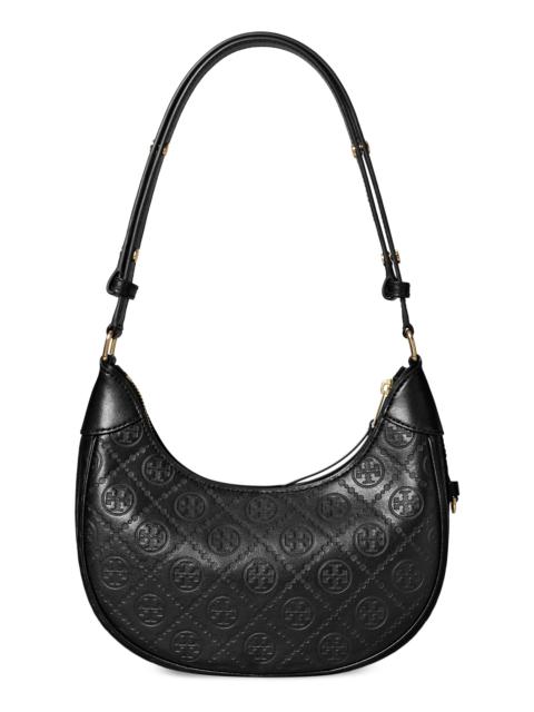 TORY BURCH Women's T Monogram Debossed Leather Crescent Bag - Black