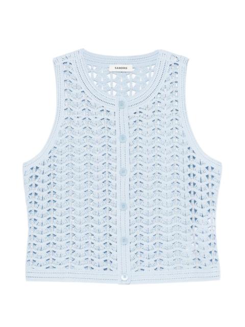 Sandro buttoned crochet top
