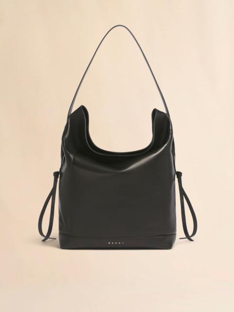Marni BLACK LEATHER POD 2.0 LARGE HOBO BAG