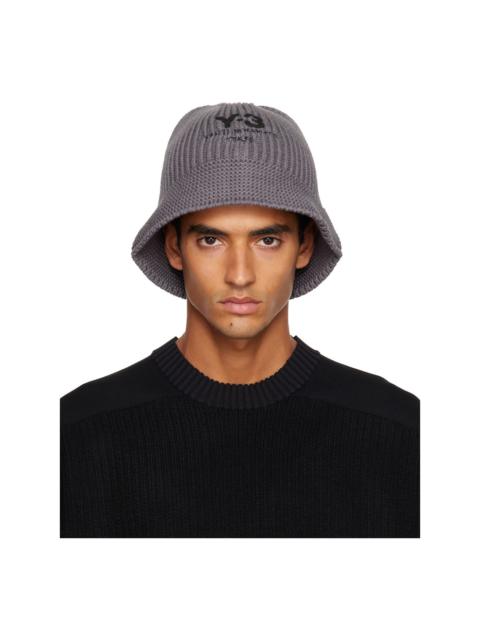Y-3 Gray Heritage Knit Bucket Hat