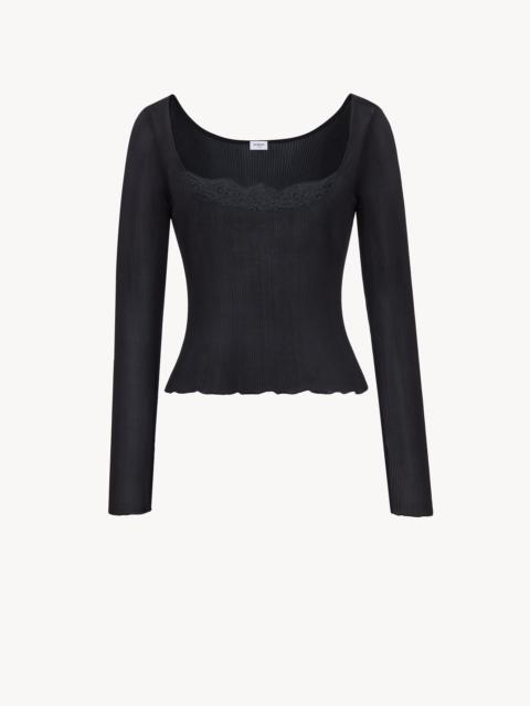 SAINT LAURENT LACED CARDIGAN IN RIBBED SILK
