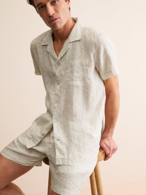 Derek Rose Men's Linen Short Pajamas Milan Rose Sand