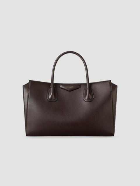 Givenchy Women's Medium Antigona Catchall Top Handle Bag in Shiny Grained Leather - Chocolate