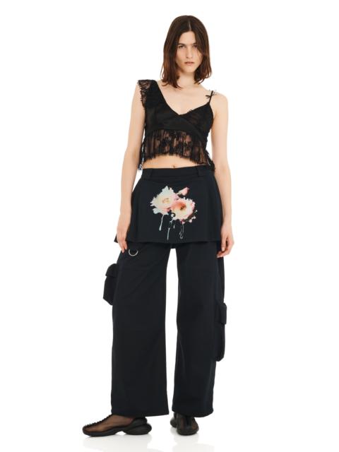 Collina Strada BLACK FLOWER DREAM LAWN SKIRT CARGO PANT