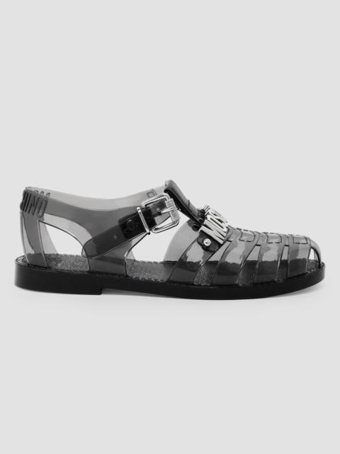 Moschino Women's Lettering Jelly Fisherman Sandals - Black