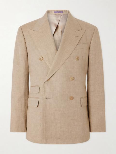 Ralph Lauren Double-Breasted Linen, Cotton and Silk-Blend Suit Jacket