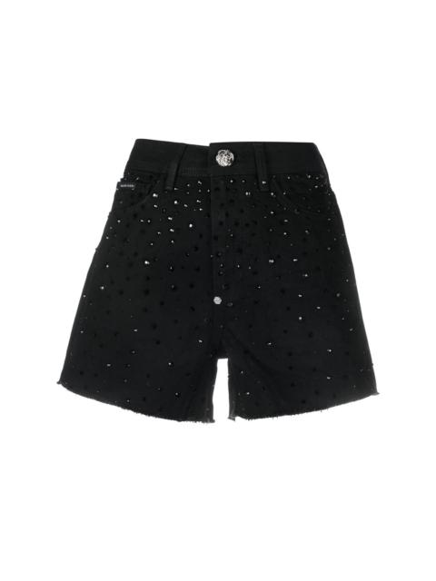 PHILIPP PLEIN crystal embellished denim shorts