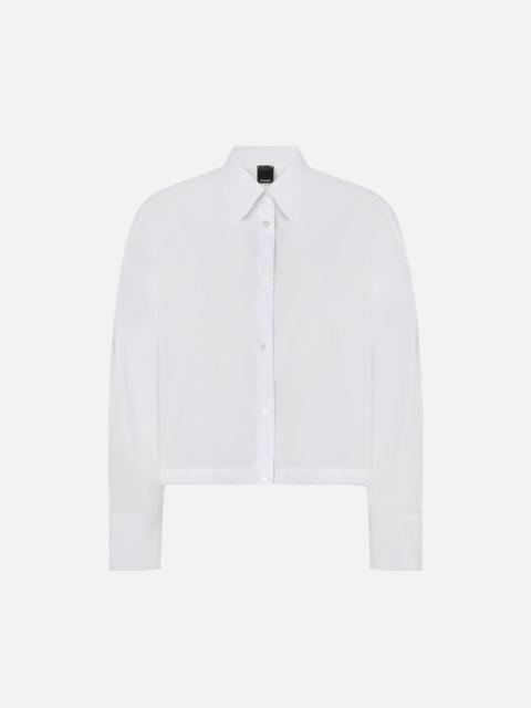 PINKO CROPPED STRIPED COTTON SHIRT WITH LOGO