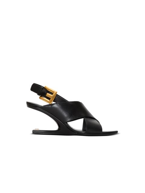 Balmain Anthem No Wedge smooth leather sandals