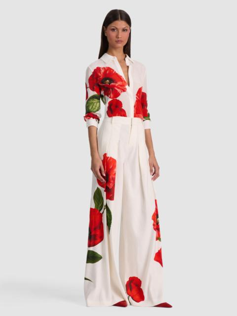 Alice + Olivia BLAIRE PLEATED LINEN PANT - SUMMER POPPY