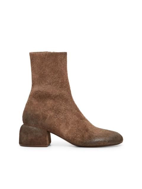 round-toe suede ankle boots