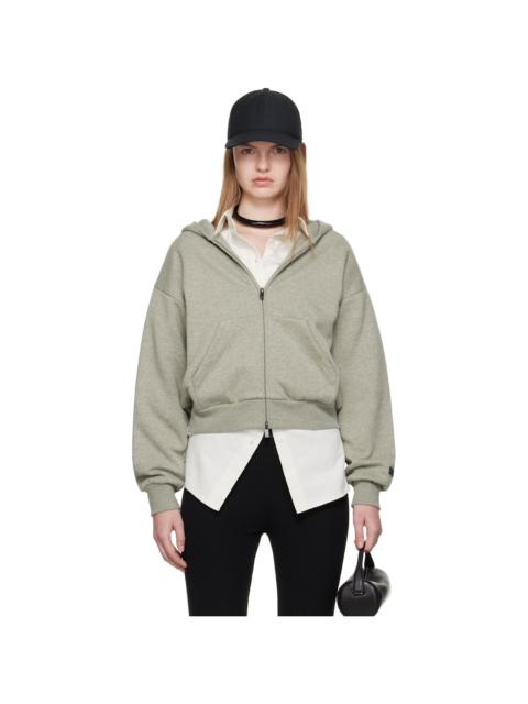 ESSENTIALS Gray Classic Fit Zip-Up Hoodie