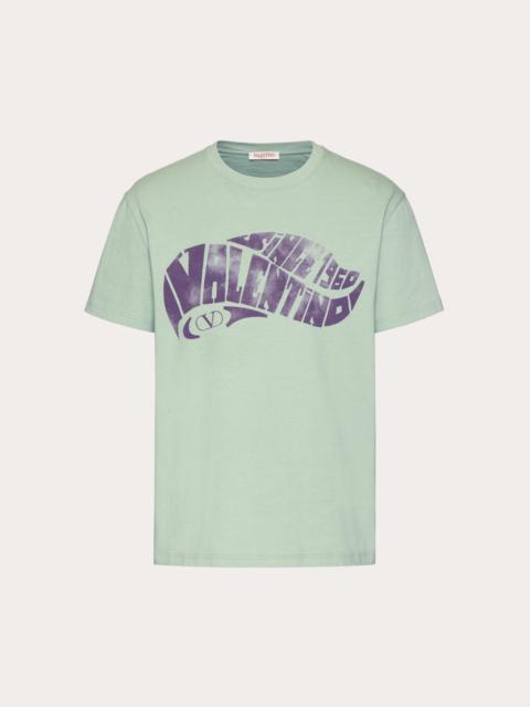 COTTON T-SHIRT WITH VALENTINO SURF PRINT