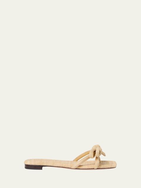 LOEFFLER RANDALL Hadley Leather and Raffia Bow Sandals