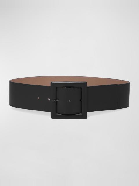 CAROLINA HERRERA Square-Buckle Wide Leather Belt
