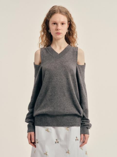 Simone Rocha Embellished Relaxed Cashmere Slash V-Neck Jumper