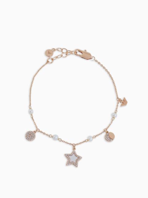 Rose Gold-Tone Brass Station Bracelet