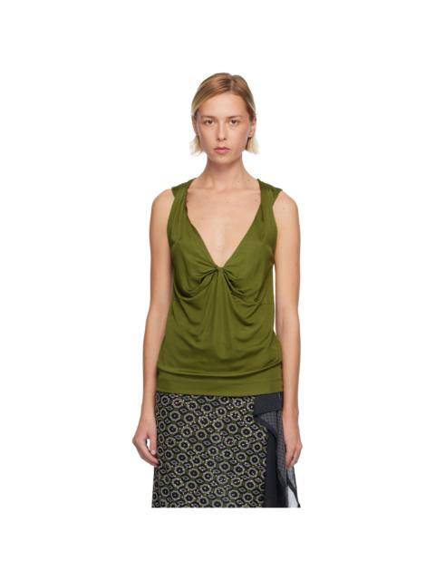 Dries Van Noten Green Twisted Tank Top