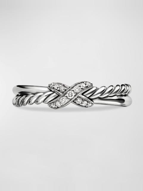 DAVID YURMAN Petite X Ring with Pave Diamonds