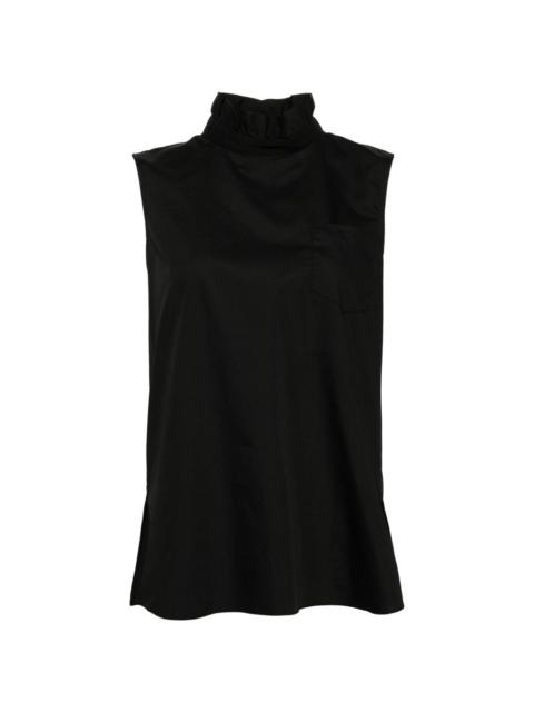 button-back mock-neck tank top