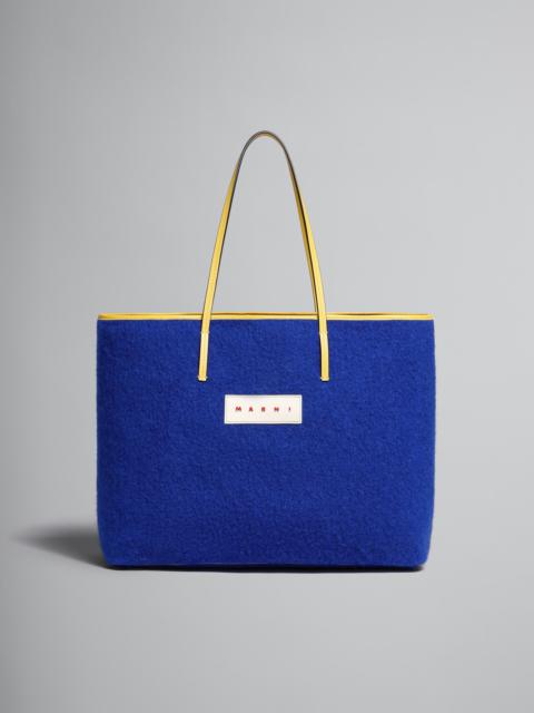 Marni BLUE REVERSIBLE SHOPPING BAG IN FELT AND COTTON
