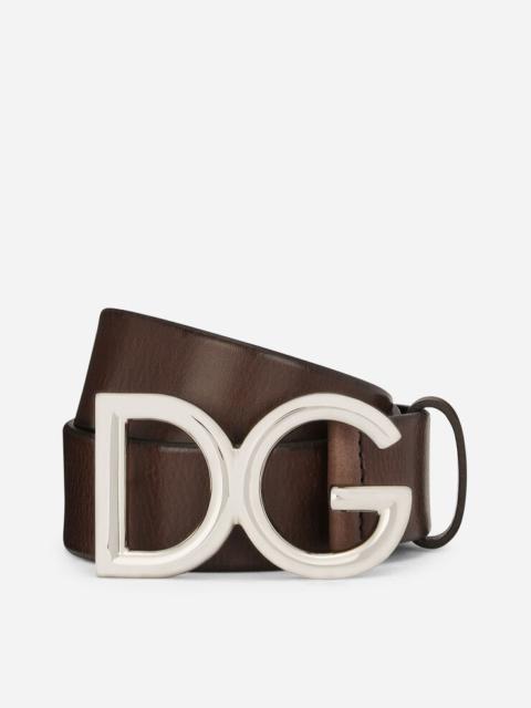 Leather belt with DG logo