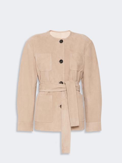 Max Mara BOEMIA Belted suede jacket - BEIGE
