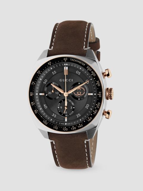 GUCCI Men's Interlocking Stainless Steel & Leather Chronograph Watch/41MM - Black Steel Brown