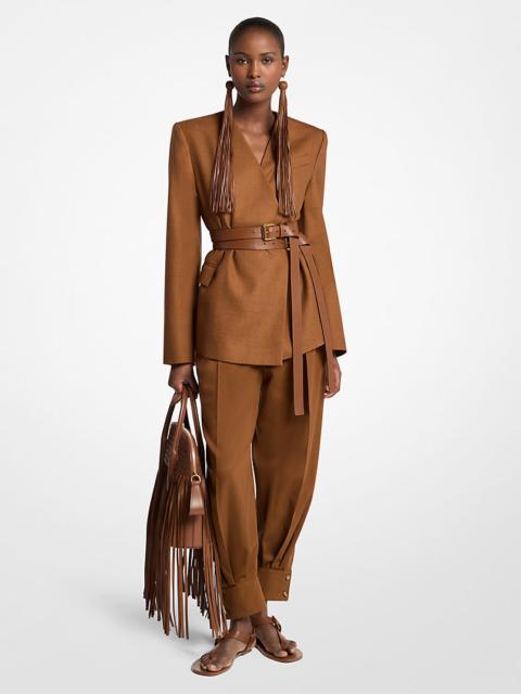 MICHAEL KORS COLLECTION Silk Canvas Belted Wrap Jacket