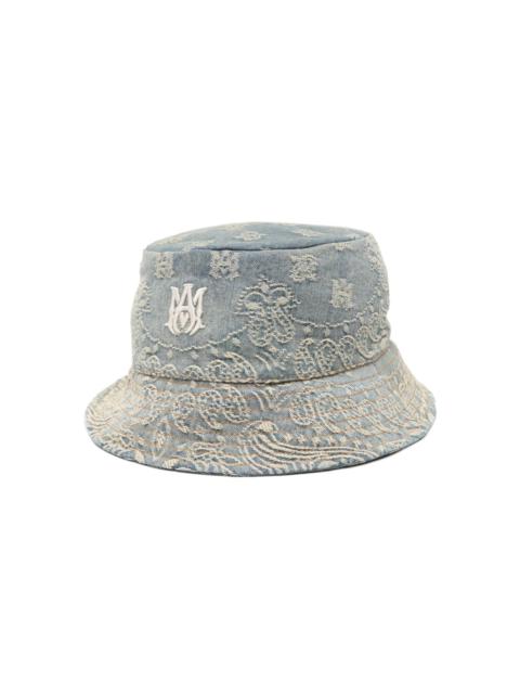 embroidered bandana print bucket hat